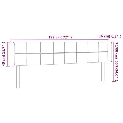 vidaXL LED Kopfteil Schwarz 183x16x78/88 cm Stoff