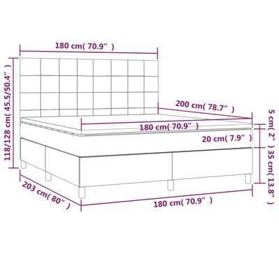 vidaXL Boxspringbett mit Matratze & LED Schwarz 180x200 cm Samt