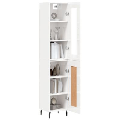 vidaXL Highboard Hochglanz-Weiß 34,5x34x180 cm Holzwerkstoff