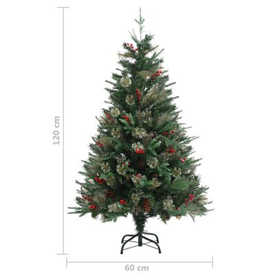 vidaXL Weihnachtsbaum mit Zapfen Grün 120 cm PVC & PE