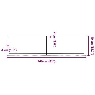 vidaXL Tischplatte 160x40x(2-4) cm Massivholz Eiche Unbehandelt