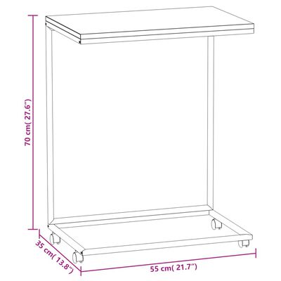 vidaXL Beistelltisch mit Rollen Weiß 55x35x70 cm Holzwerkstoff