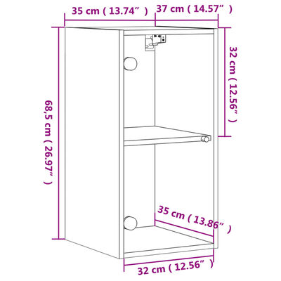 vidaXL Wandschrank mit Glastüren Weiß 35x37x68,5 cm