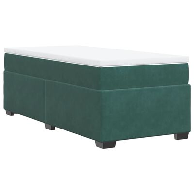 vidaXL Boxspringbett mit Matratze Dunkelgrün 90x190 cm Samt