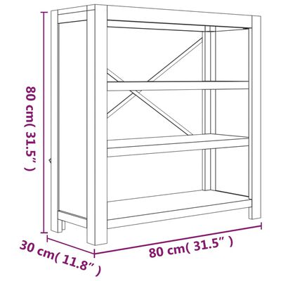 vidaXL Bücherregal 3 Böden 80x30x80 cm Massivholz Akazie