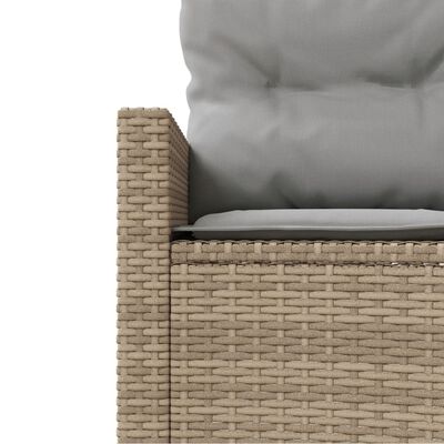 vidaXL Gartensofa mit Kissen Halbrund Beige Poly-Rattan