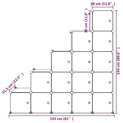 vidaXL Kinderschrank Modular mit 15 Würfeln Weiß PP