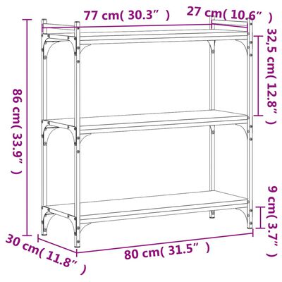 vidaXL Bücherregal 3 Böden Braun Eichen-Optik 80x30x86cm Holzwerkstoff