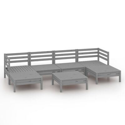 vidaXL 7-tlg. Garten-Lounge-Set Grau Massivholz Kiefer