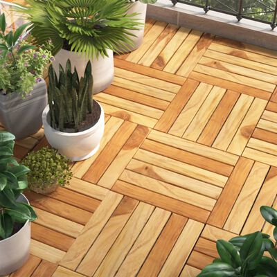 vidaXL Terrassenfliesen 20 Stk. 30x30 cm Massivholz Teak Vertikal