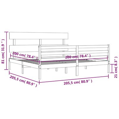 vidaXL Massivholzbett mit Kopfteil Weiß 200x200 cm