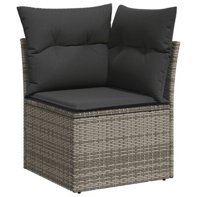 vidaXL 12-tlg. Garten-Sofagarnitur mit Kissen Grau Poly Rattan