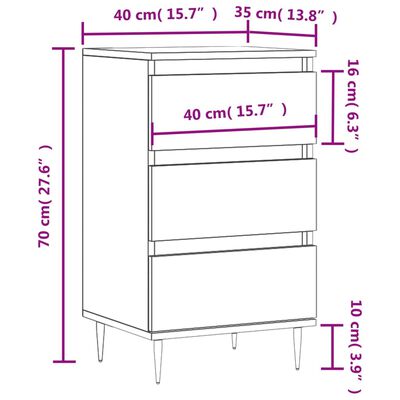 vidaXL Sideboard Hochglanz-Weiß 40x35x70 cm Holzwerkstoff