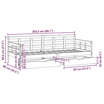 vidaXL Tagesbett mit Schubladen 80x200 cm Massivholz Kiefer