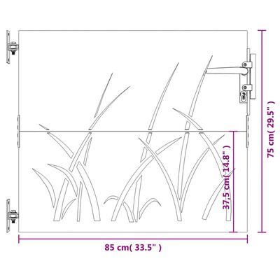 vidaXL Gartentor 85x75 cm Cortenstahl Gras-Design