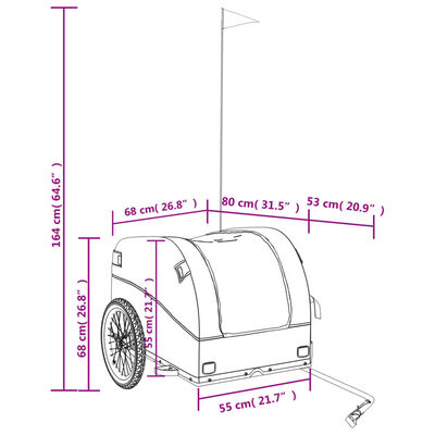 vidaXL Fahrradanhänger Schwarz und Grün 45 kg Eisen