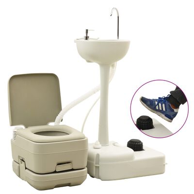 vidaXL Tragbare Campingtoilette mit Waschbecken und Wasserbehälter