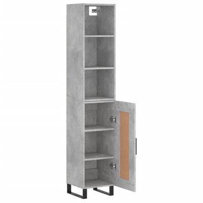 vidaXL Highboard Betongrau 34,5x34x180 cm Holzwerkstoff