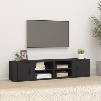 vidaXL TV-Schränke 2 Stk. Schwarz 80x31,5x36 cm Holzwerkstoff