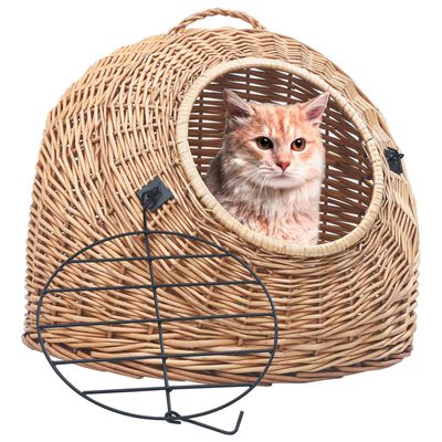 vidaXL Katzen-Transportkorb 45x35x35 cm Natürliche Weide