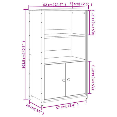 vidaXL Highboard Räuchereiche 62x32x103,5 cm Holzwerkstoff