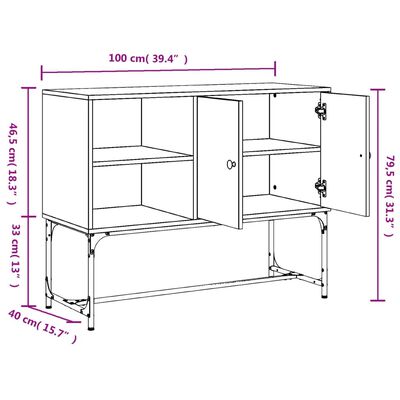 vidaXL Sideboard Sonoma-Eiche 100x40x79,5 cm Holzwerkstoff