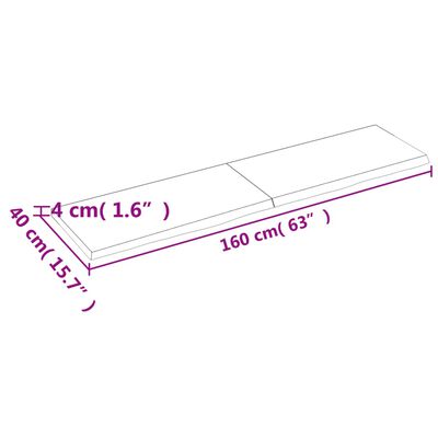 vidaXL Wandregal 160x40x(2-4) cm Massivholz Eiche Unbehandelt