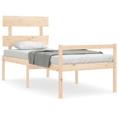 vidaXL Seniorenbett mit Kopfteil Massivholz