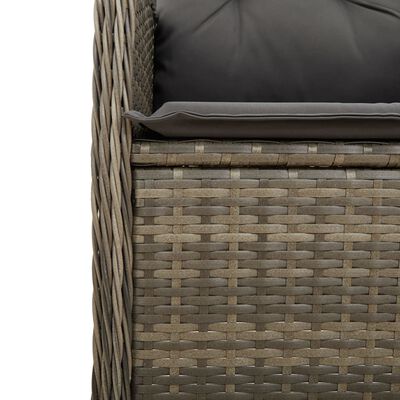 vidaXL 11-tlg. Garten-Bistro-Set mit Kissen Grau Poly Rattan