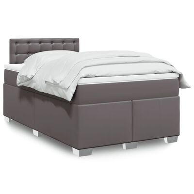 vidaXL Boxspringbett mit Matratze Grau 120x190 cm Kunstleder