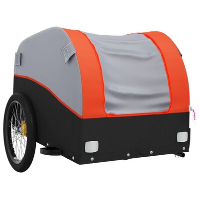 vidaXL Fahrradanhänger Schwarz und Orange 45 kg Eisen