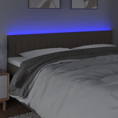 vidaXL LED Kopfteil Taupe 200x5x78/88 cm Stoff