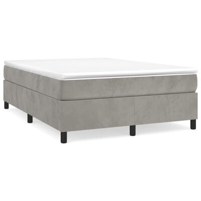 vidaXL Boxspringbett mit Matratze Hellgrau 140x200 cm Samt