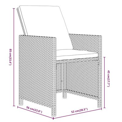 vidaXL 15-tlg. Garten-Essgruppe mit Kissen Poly Rattan Schwarz