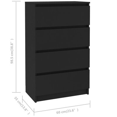 vidaXL Sideboard Schwarz 60x35x98,5 cm Holzwerkstoff