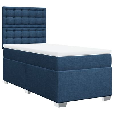 vidaXL Boxspringbett mit Matratze Blau 90x190 cm Stoff