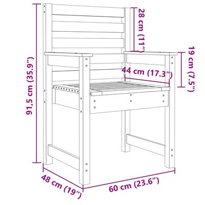 vidaXL Gartenstühle 2 Stk. Schwarz 60x48x91 cm Massivholz Kiefer