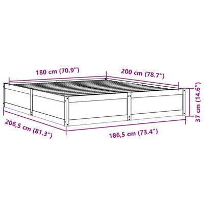 vidaXL Massivholzbett ohne Matratze Wachsbraun 180x200 Kiefernholz