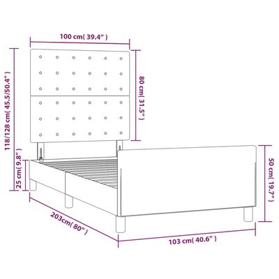 vidaXL Bettgestell mit Kopfteil Schwarz 100x200 cm Kunstleder