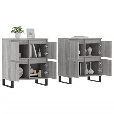 vidaXL Sideboards 2 Stk. Grau Sonoma Holzwerkstoff