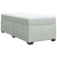 vidaXL Boxspringbett mit Matratze Hellgrau 90x200 cm Samt