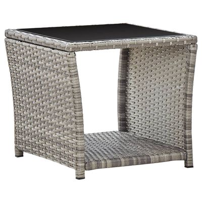 vidaXL Couchtisch Grau 45x45x40 cm Poly Rattan und Glas