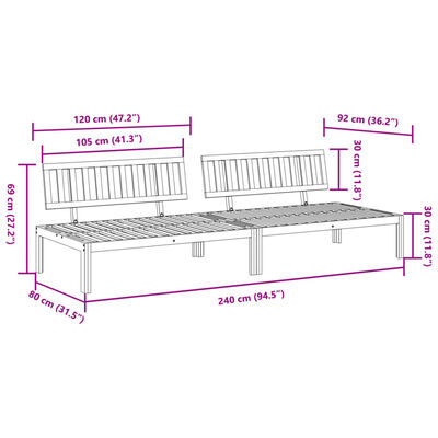 vidaXL Garten-Mittelsofas aus Paletten 2 Stk. Massivholz Akazie