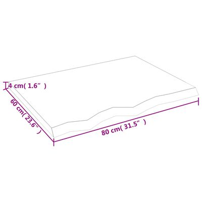 vidaXL Tischplatte Dunkelbraun 80x60x(2-4)cm Massivholz Eiche