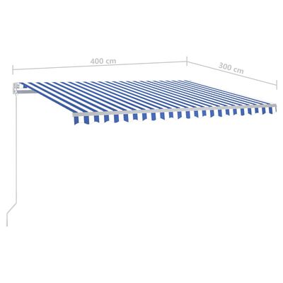 vidaXL Markise Automatisch mit LED & Windsensor 4x3 m Blau & Weiß