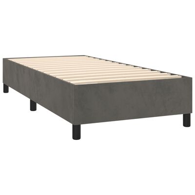 vidaXL Boxspringbett mit Matratze & LED Dunkelgrau 100x200 cm Samt