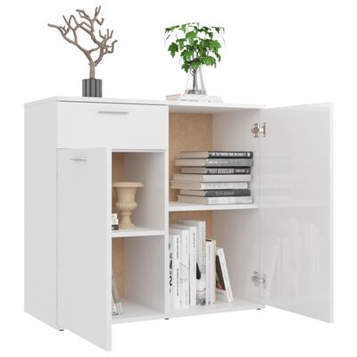 vidaXL Sideboard Hochglanz-Weiß 80x36x75 cm Holzwerkstoff