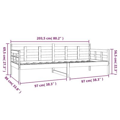 vidaXL Tagesbett Schwarz Massivholz Kiefer 80x200 cm