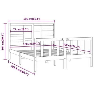 vidaXL Massivholzbett 150x200 cm