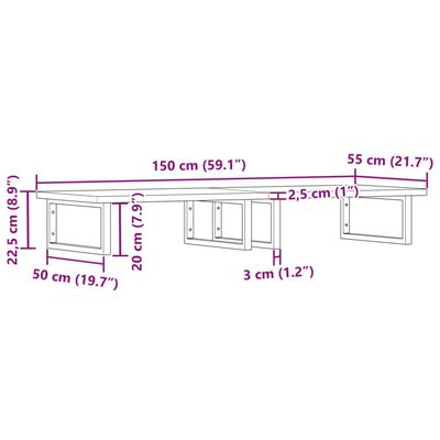 vidaXL Waschbeckenregal Wandmontage Stahl und Massivholz Buche